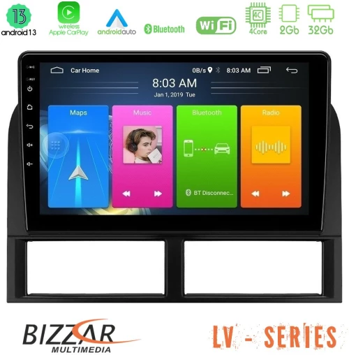 Bizzar lv Series Jeep Grand Cherokee 1999-2004 4core Android 13 2+32gb Navigation Multimedia Tablet 9 u-lv-Jp027n