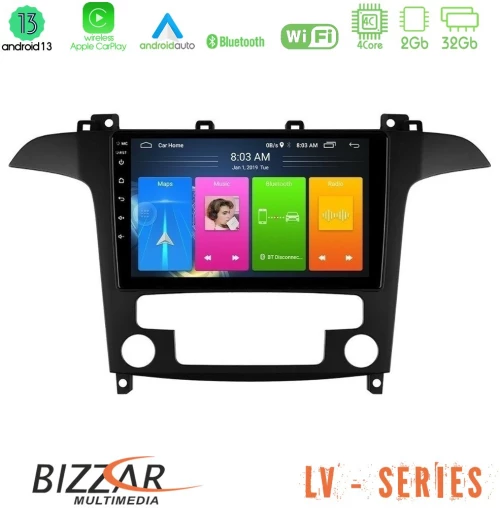 Bizzar lv Series Ford s-max 2006-2012 4core Android 13 2+32gb Navigation Multimedia Tablet 9 u-lv-Fd409