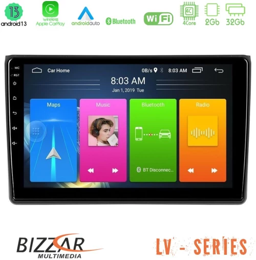 Bizzar lv Series Audi a4 b7 4core Android 13 2+32gb Navigation Multimedia Tablet 9 u-lv-Au0827