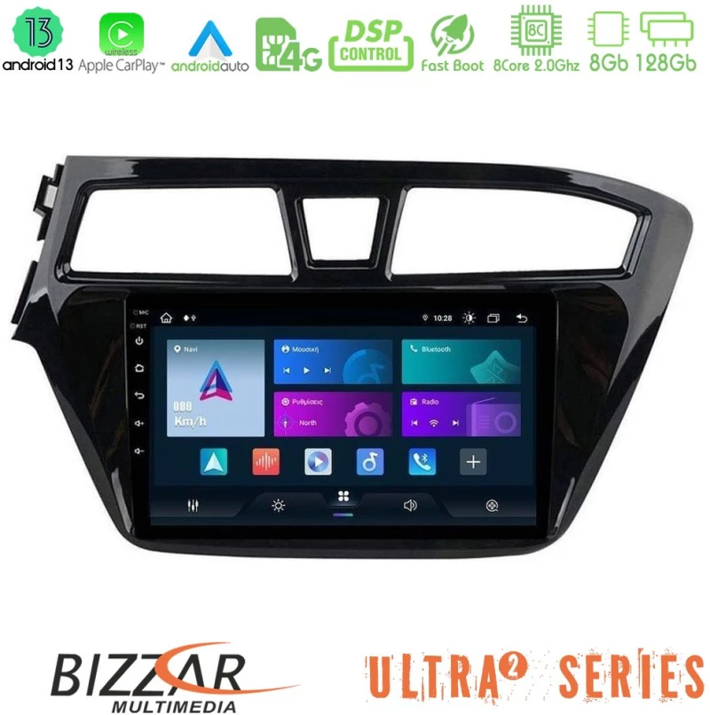 Bizzar Ultra Series Hyundai i20 2014-2018 8core Android13 8+128gb Navigation Multimedia Tablet 9 u-ul2-Hy1143