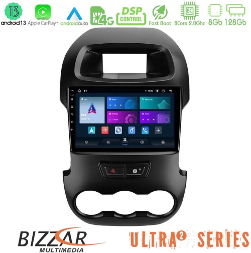 Bizzar Ultra Series Ford Ranger 2012-2016 8core Android13 8+128gb Navigation Multimedia Tablet 9 u-ul2-Fd0591