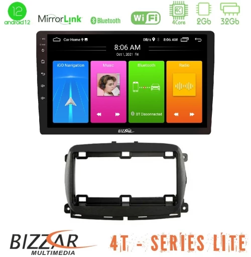 Bizzar 4t Series Fiat 500 2016> 4core Android12 2+32gb Navigation Multimedia Tablet 9 u-lvb-Ft1150