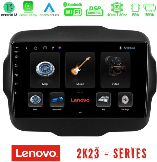 Lenovo car pad Jeep Renegade 2015-2019 4core Android 13 2+32gb Navigation Multimedia Tablet 9 u-len-Jp134