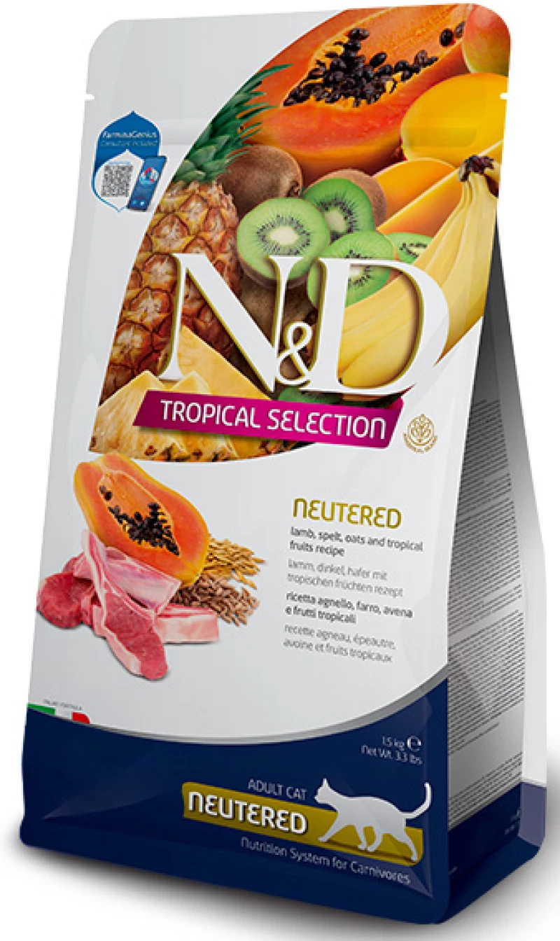 N&D Cat Tropical Select Lamb Adult Neutered 5kg (4 + 1kg Δώρο)