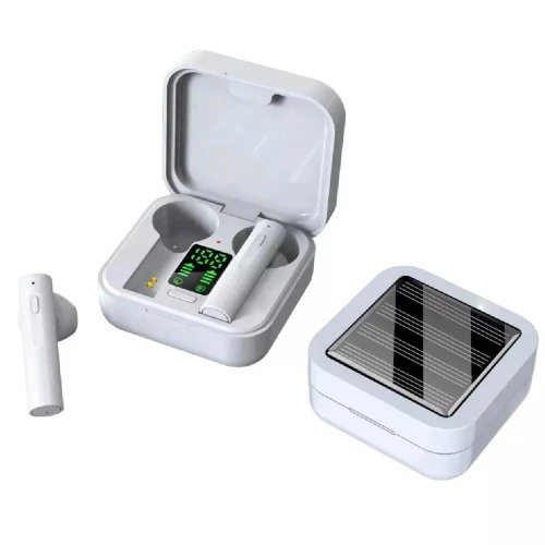 Denver TWS-62 True Wireless Bluetooth Earbuds with solar panel white