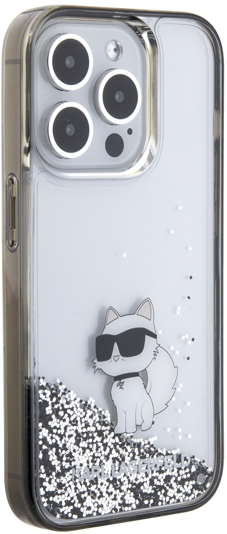 Karl Lagerfeld Ikonik Case Choupette Θήκη προστασίας από Liquid σιλικόνη – iPhone 15 Pro (Clear / Silver Glitter – KLHCP15LLKCNS