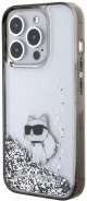 Karl Lagerfeld Ikonik Case Choupette Θήκη προστασίας από Liquid σιλικόνη – iPhone 15 Pro (Clear / Silver Glitter – KLHCP15LLKCNS