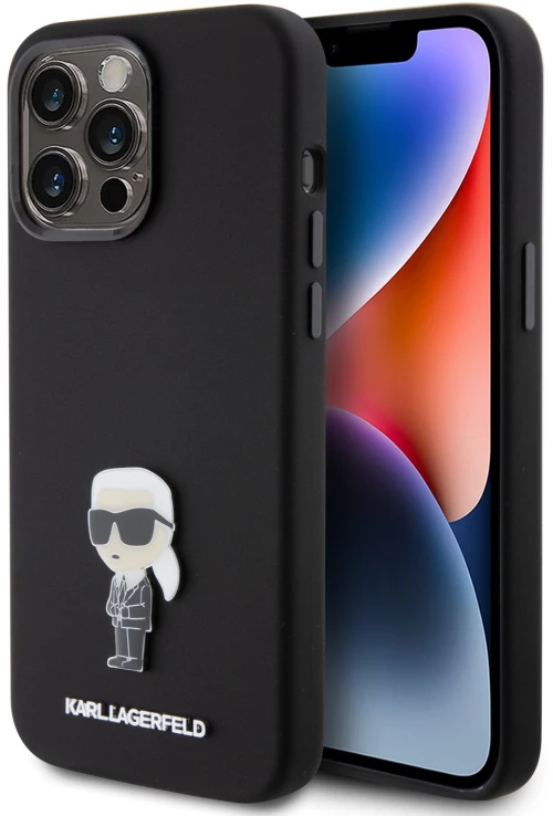Karl Lagerfeld Ikonik Metal Pin Hard Case Θήκη προστασίας από σιλικόνη  – iPhone 15 Pro Max (Black – KLHCP15XSMHKNPK)