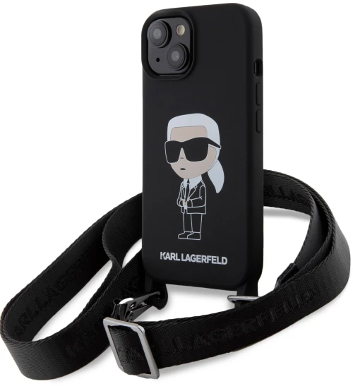 Karl Lagerfeld Crossbody Ikonik Hard Case Θήκη προστασίας από σιλικόνη – iPhone 15 (Black – KLHCP15SSCBSKNK)