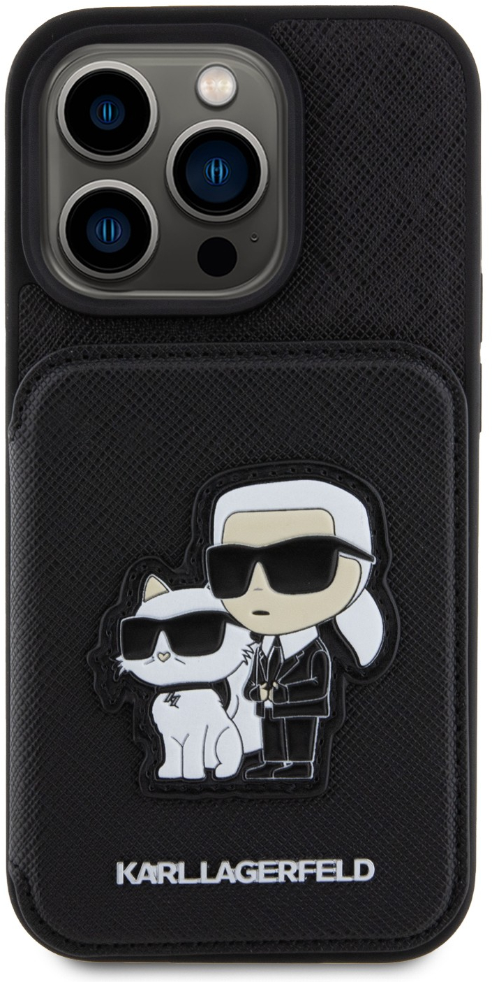 Karl Lagerfeld Back Cover Θήκη Δερματίνης με Υποδοχή για Κάρτες και Stand για iPhone 15 Pro - Μάυρο