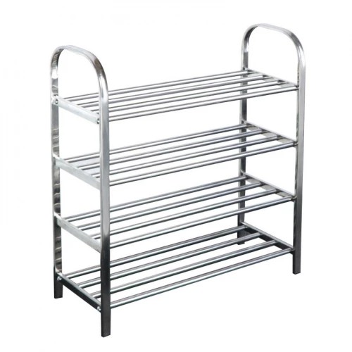 Μεταλλική Παπουτσοθήκη - Stand με 4 Ράφια 68x61.5x23cm για Αποθήκευση 12 Ζευγαριών Παπουτσιών