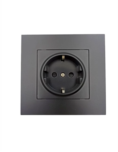Μονή Χωνευτή Πρίζα Ρεύματος 90x90mm DS-201470 Μαύρη OEM