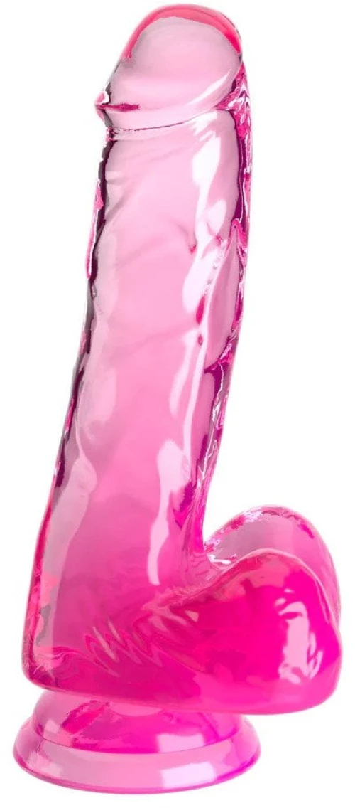 King Cock Clear 6" Cock with Balls - Pink
