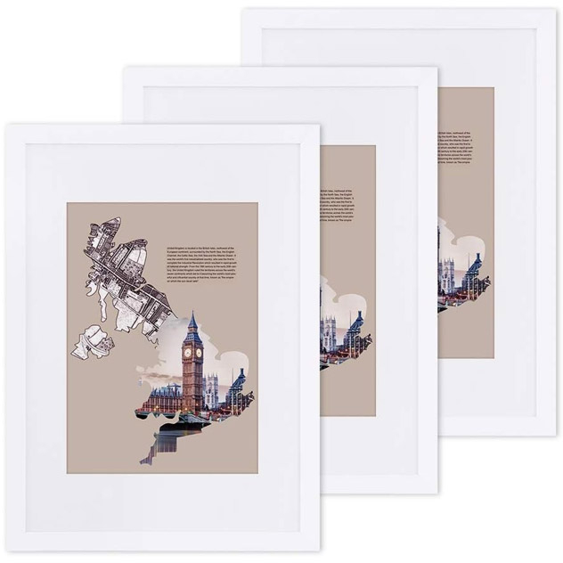 Σετ 3 Ξύλινες Κορνίζες 33 x 45.2 cm Songmics RPF03WT