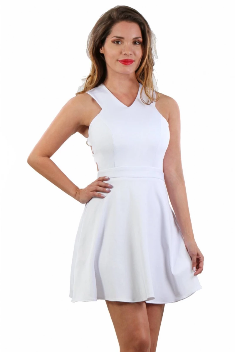 Flared Dress With Crossed Straps At The Back