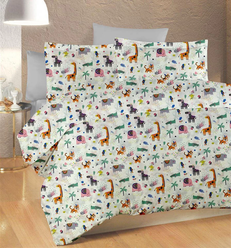 Παπλωματοθήκη Κούνιας 120x160 Zoo 556 White-Multi Dimcol