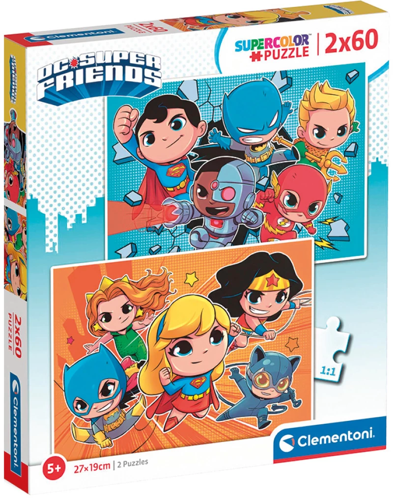CLEMENTONI ΠΑΙΔΙΚΟ ΠΑΖΛ SUPER COLOR DC COMICS 2X60 τμχ (#1200-21624)