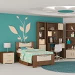 Κρεβάτι Παιδικό Νο. 16 Smile 110x190 Walnut-Beige Ημίδιπλο Μελαμίνη