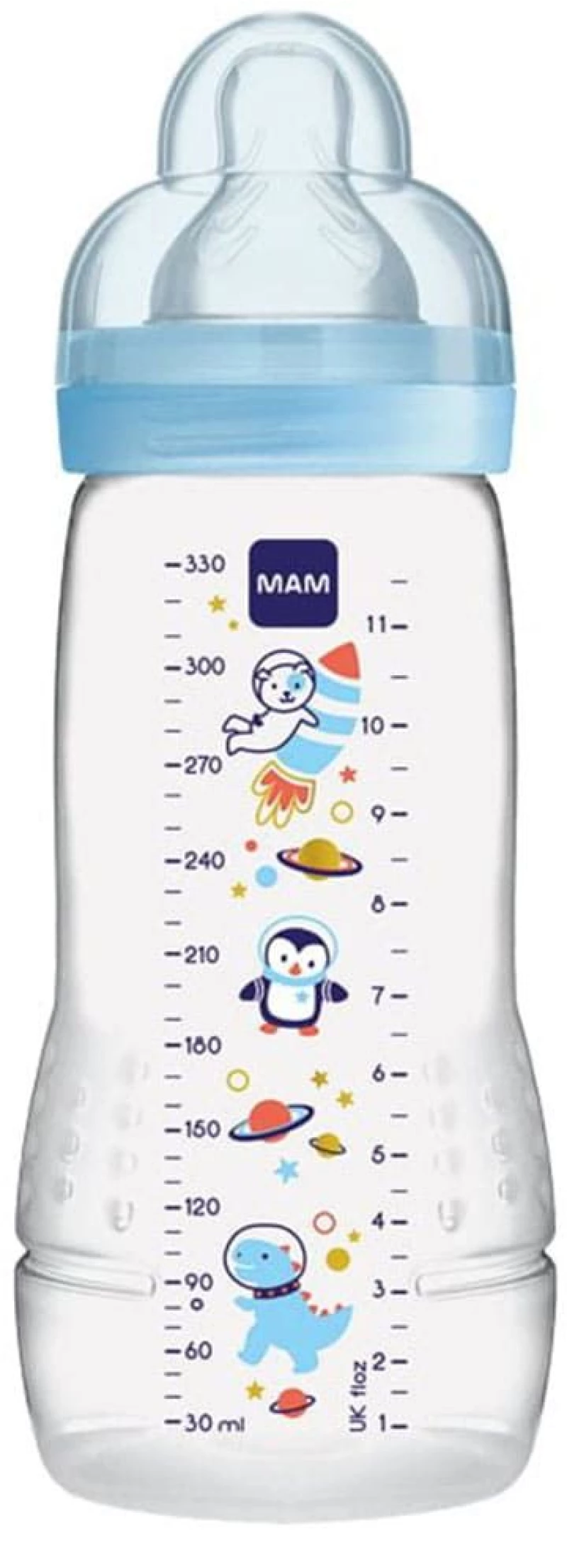 Μπιμπερό Easy Active Space Adventure 361SB 330ml 4+ Μηνών Arctic Blue Mam 330ml Σιλικόνη,Πλαστικό