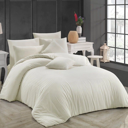 Σεντόνια Next 3194 Satin Stripe (Σετ 4τμχ) Cream Nexttoo Υπέρδιπλο 240x260cm 100% Βαμβάκι
