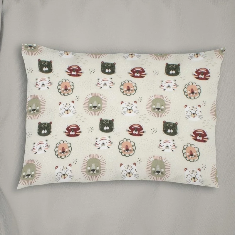 Μαξιλαροθήκη Παιδική Big Cats 27 Light Olive DimCol 35X45 100% Βαμβακερή Φανέλα