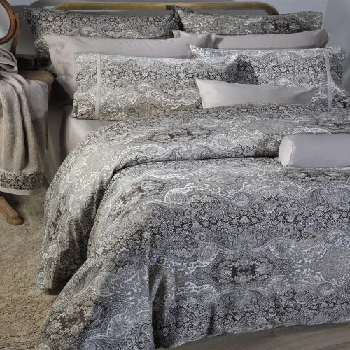 Παπλωματοθήκη 834 Bombay (Σετ 3τμχ) Brown-Grey Down Town Υπέρδιπλο 235x245cm 100% Βαμβακοσατέν