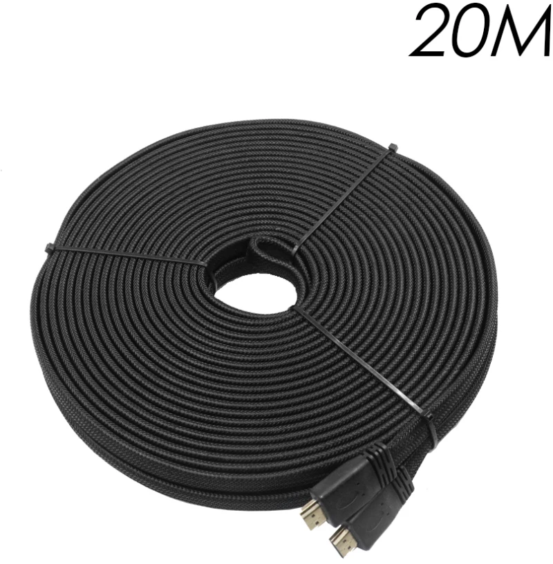 Καλώδιο HDMI 20m V2.0 4K UHD 3D Flat, Braided YWX-4K-20 Μαύρο