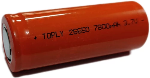 TOPFLY Επαναφορτιζόμενη  μπαταρία λιθίου 26650 - 3.7V - 7800mah