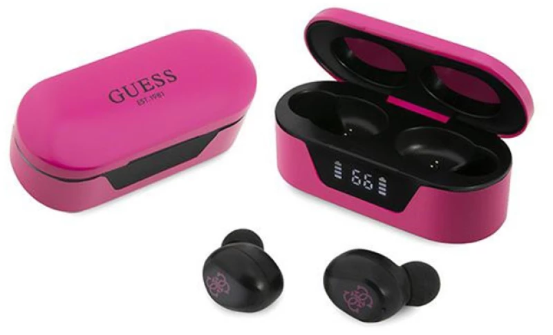 Guess True Wireless Earphones BT5.0 5H - TWS earphones + charging case (magenta)