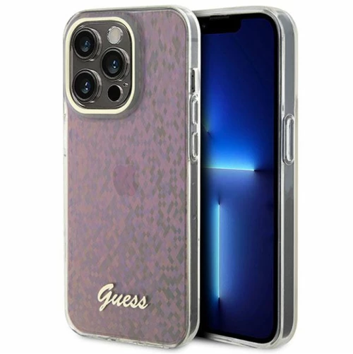 Guess IML Faceted Mirror Disco Iridescent - iPhone 15 Pro Case (pink)