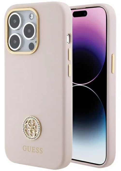 Guess Silicone Logo Strass 4G - iPhone 15 Pro Case (pink)