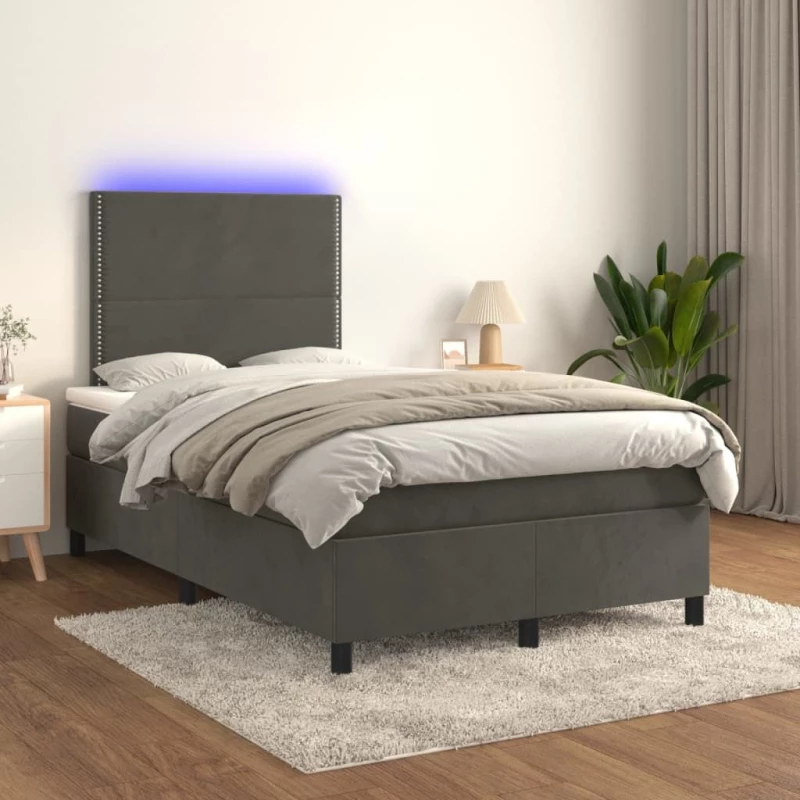 ΚΡΕΒΑΤΙ BOXSPRING ΜΕ ΣΤΡΩΜΑ & LED ΣΚ. ΓΚΡΙ 120X200ΕΚ. ΒΕΛΟΥΔΙΝΟ 3136054