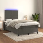 ΚΡΕΒΑΤΙ BOXSPRING ΜΕ ΣΤΡΩΜΑ & LED ΣΚ. ΓΚΡΙ 120X200ΕΚ. ΒΕΛΟΥΔΙΝΟ 3136054