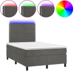 ΚΡΕΒΑΤΙ BOXSPRING ΜΕ ΣΤΡΩΜΑ & LED ΣΚ. ΓΚΡΙ 120X200ΕΚ. ΒΕΛΟΥΔΙΝΟ 3136054
