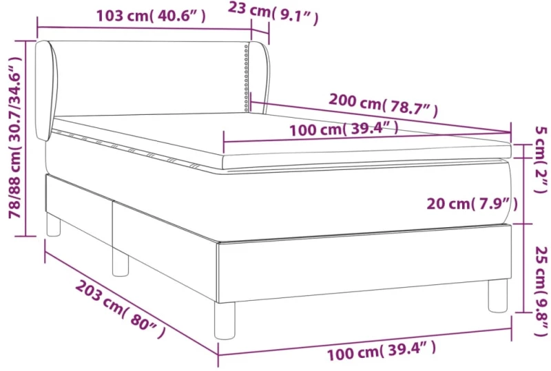 ΚΡΕΒΑΤΙ BOXSPRING ΜΕ ΣΤΡΩΜΑ ΑΝΟΙΧΤΟ ΓΚΡΙ 100X200 ΕΚ. ΥΦΑΣΜΑΤΙΝΟ 3126141