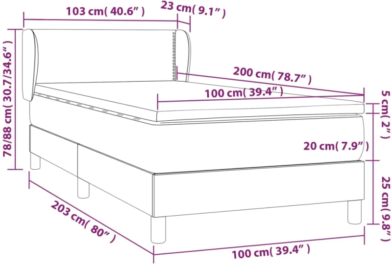 ΚΡΕΒΑΤΙ BOXSPRING ΜΕ ΣΤΡΩΜΑ ΑΝΟΙΧΤΟ ΓΚΡΙ 100X200 ΕΚ. ΥΦΑΣΜΑΤΙΝΟ 3126701