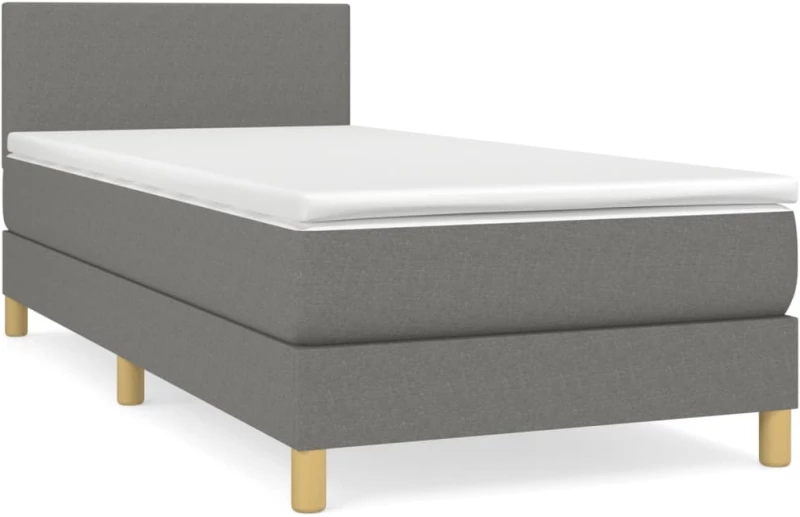 ΚΡΕΒΑΤΙ BOXSPRING ΜΕ ΣΤΡΩΜΑ ΣΚΟΥΡΟ ΓΚΡΙ 100X200 ΕΚ. ΥΦΑΣΜΑΤΙΝΟ 3140434