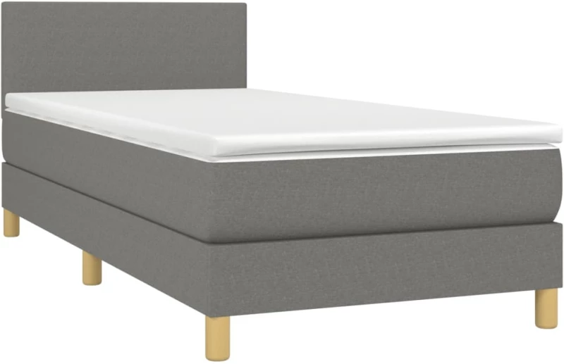 ΚΡΕΒΑΤΙ BOXSPRING ΜΕ ΣΤΡΩΜΑ ΣΚΟΥΡΟ ΓΚΡΙ 100X200 ΕΚ. ΥΦΑΣΜΑΤΙΝΟ 3140434