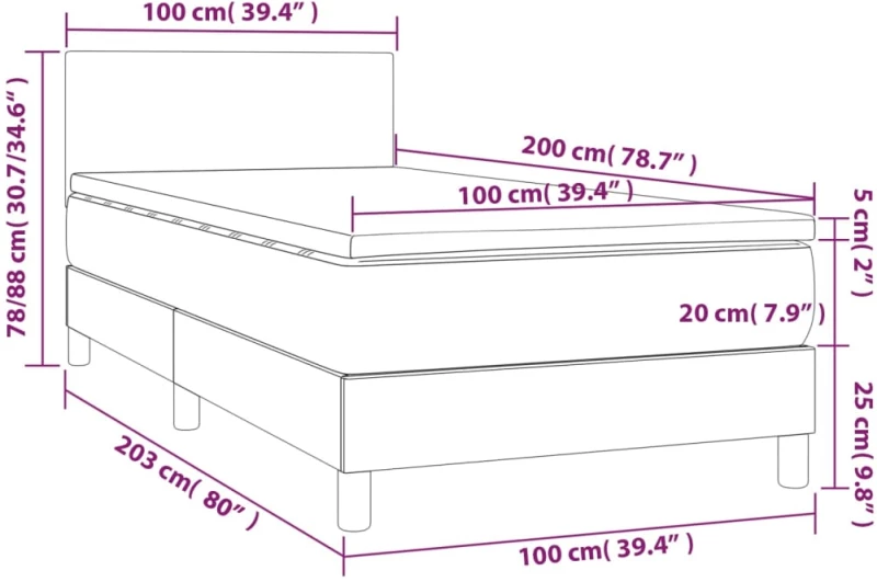 ΚΡΕΒΑΤΙ BOXSPRING ΜΕ ΣΤΡΩΜΑ ΣΚΟΥΡΟ ΓΚΡΙ 100X200 ΕΚ. ΥΦΑΣΜΑΤΙΝΟ 3140434
