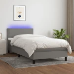 ΚΡΕΒΑΤΙ BOXSPRING ΜΕ ΣΤΡΩΜΑ & LED ΣΚ.ΓΚΡΙ 100X200 ΕΚ ΥΦΑΣΜΑΤΙΝΟ 3133054