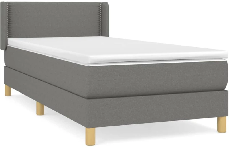 ΚΡΕΒΑΤΙ BOXSPRING ΜΕ ΣΤΡΩΜΑ ΣΚΟΥΡΟ ΓΚΡΙ 90X190 ΕΚ. ΥΦΑΣΜΑΤΙΝΟ 3130154