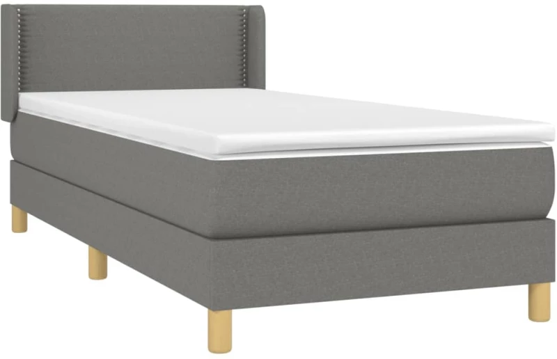 ΚΡΕΒΑΤΙ BOXSPRING ΜΕ ΣΤΡΩΜΑ ΣΚΟΥΡΟ ΓΚΡΙ 90X190 ΕΚ. ΥΦΑΣΜΑΤΙΝΟ 3130154