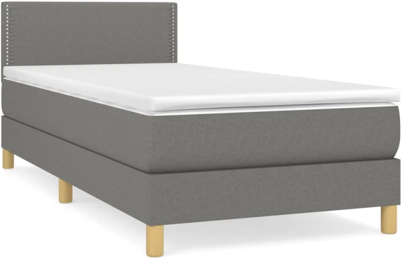 ΚΡΕΒΑΤΙ BOXSPRING ΜΕ ΣΤΡΩΜΑ ΣΚΟΥΡΟ ΓΚΡΙ 90X190 ΕΚ. ΥΦΑΣΜΑΤΙΝΟ 3140498