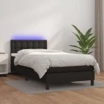 ΚΡΕΒΑΤΙ BOXSPRING ΜΕ ΣΤΡΩΜΑ & LED ΜΑΥΡΟ 90X200 ΕΚ. ΣΥΝΘ. ΔΕΡΜΑ 3134201
