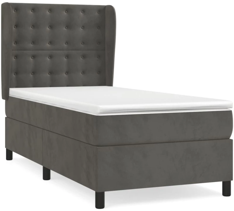 ΚΡΕΒΑΤΙ BOXSPRING ΜΕ ΣΤΡΩΜΑ ΣΚΟΥΡΟ ΓΚΡΙ 100X200 ΕΚ. ΒΕΛΟΥΔΙΝΟ 3129436