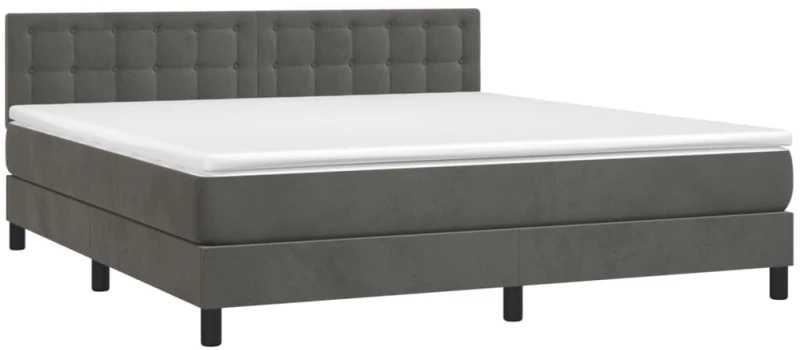 ΚΡΕΒΑΤΙ BOXSPRING ΜΕ ΣΤΡΩΜΑ & LED ΣΚ. ΓΚΡΙ 160X200ΕΚ. ΒΕΛΟΥΔΙΝΟ 3134652