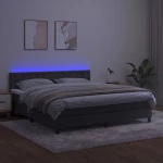 ΚΡΕΒΑΤΙ BOXSPRING ΜΕ ΣΤΡΩΜΑ & LED ΣΚ. ΓΚΡΙ 160X200ΕΚ. ΒΕΛΟΥΔΙΝΟ 3134652