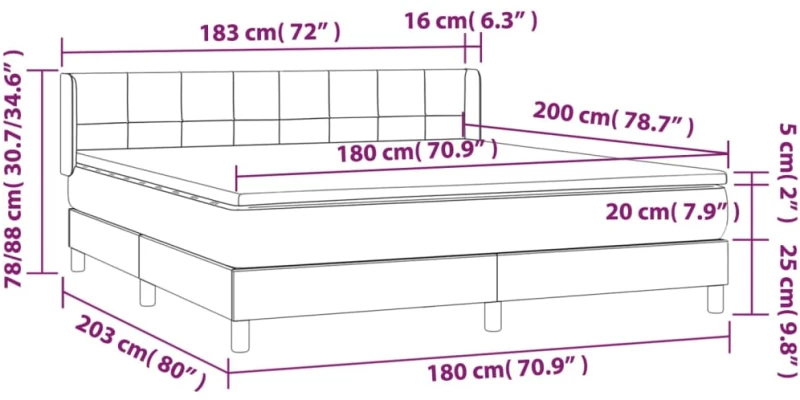 ΚΡΕΒΑΤΙ BOXSPRING ΜΕ ΣΤΡΩΜΑ ΑΝΟΙΧΤΟ ΓΚΡΙ 180X200 ΕΚ. ΥΦΑΣΜΑΤΙΝΟ 3130289