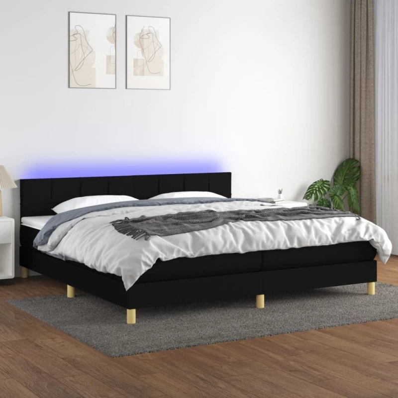 ΚΡΕΒΑΤΙ BOXSPRING ΜΕ ΣΤΡΩΜΑ & LED ΜΑΥΡΟ 200X200 ΕΚ. ΥΦΑΣΜΑΤΙΝΟ 3133743
