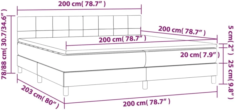 ΚΡΕΒΑΤΙ BOXSPRING ΜΕ ΣΤΡΩΜΑ & LED ΜΑΥΡΟ 200X200 ΕΚ. ΥΦΑΣΜΑΤΙΝΟ 3133743